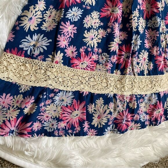 Roxy Floral Strapless Dress Blue Multicolor Elastic Stretchy Top Womens Sz Small - Picture 4 of 7